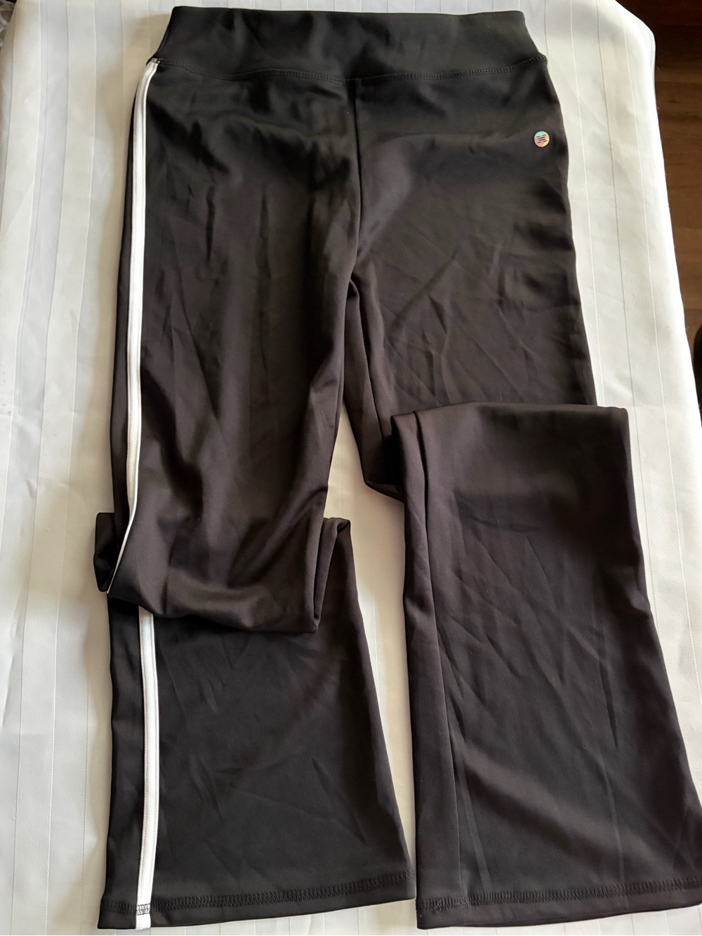 RBX Black Leggings with White Side Stripe